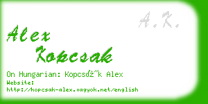 alex kopcsak business card